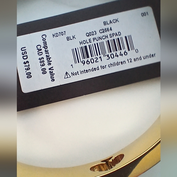 Kate Spade “Hole Punch Spade” Black Enamel Bangle – Gold Tone – NWT - Picture 6 of 6